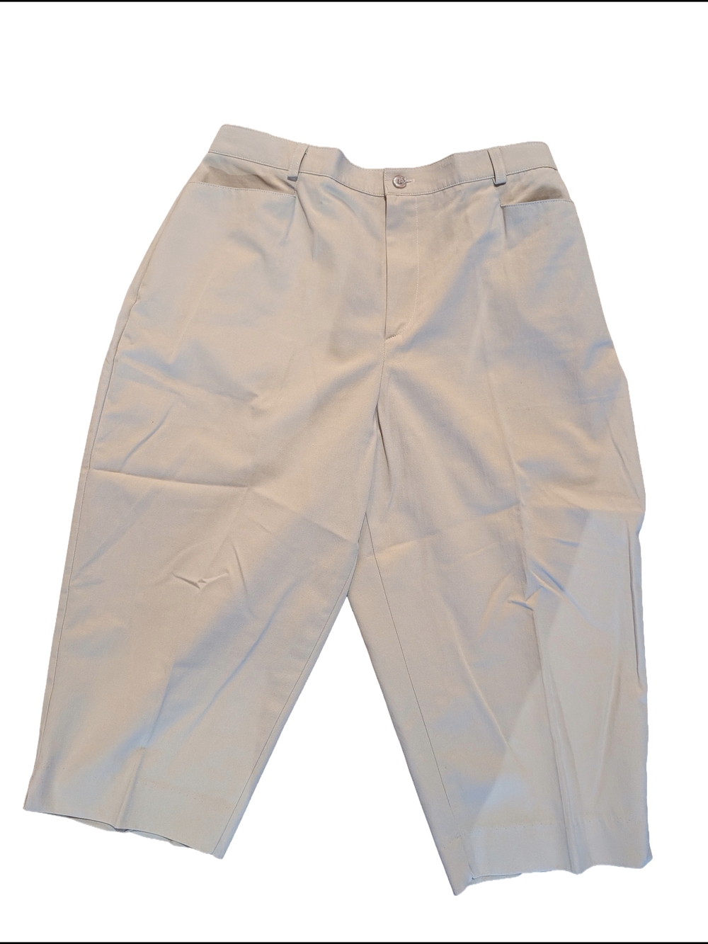 Classic High-Waist Beige Crop Trousers